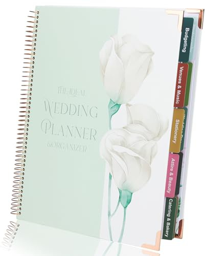 Wedding Planner Organizer Book includes Checklists, Pockets, Countdown Calendar - Bridal Planning Book Journal & Organising Diary, Engagement Gift for Couples, Future Brides and Grooms