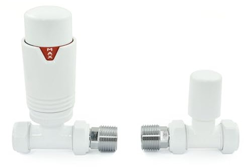 Toallero termostático con válvula de radiador recto TRV (todo blanco)