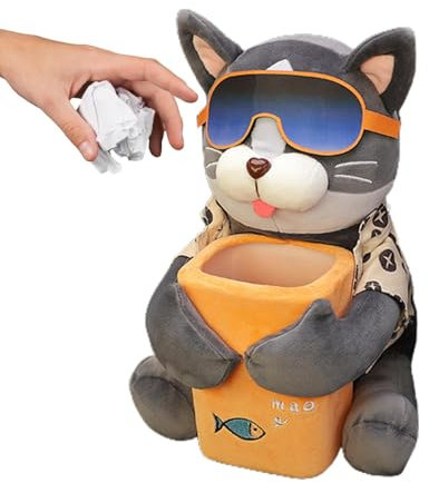 Cubo de Basura de la Caja de pañuelos de Coche de Perro de Peluche 2 en 1 Accesorio para Coche | Caja de pañuelos y Basura Linda en de Perro, Ideal para Mantener tu vehículo Limpio