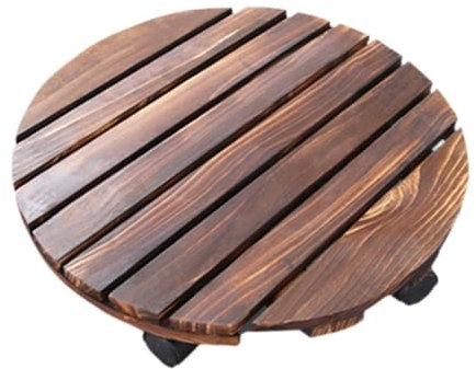 TianqqYongyong Chariot de pot de fleurs en bois, avec roulettes, pour jardin, balcon, salon (25 cm)