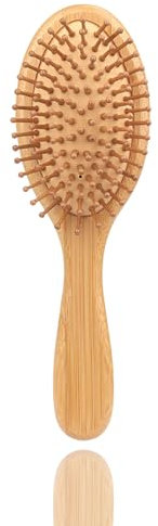 Flomiara Hair Brush, Bamboo Brush, Boar Bristle Paddle Hairbrush for Long Thick Curly Wavy Dry or Damaged Hair, Reducing Hair Breakage and Frizzy No More Tangle, Oval Medium Sized Ellipse