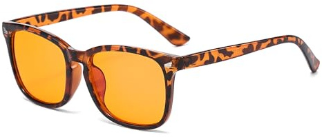 RUNHUIS Orange Sonnenbrille für Damen Herren Vintage Quadratischer Rahmen Orange getönte Sonnenbrille Klassische Retro Rechteck UV400 Brille (Leopard/Orange)