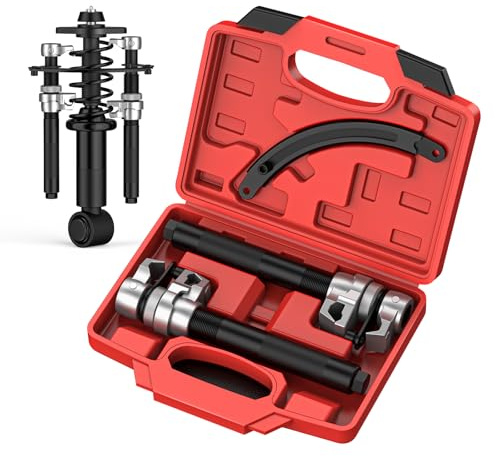 LUJNYCGR Coil Spring Compressor Tool Automotive 2 pcs Heavy Duty Macpherson Strut Spring Compressor Set with Safety Bracket Compressor Set with Safety Bracket for Car Truck ATV UTV, 2200 LB Capacity