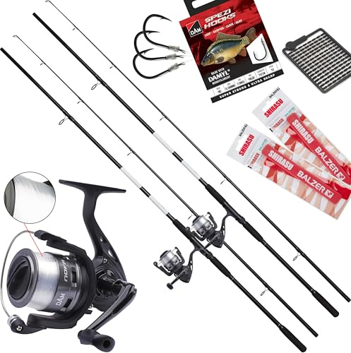 Fischzeux Karpfen Set komplett Carp Pro – Angelset 2 Karpfenruten mit 2 Rollen (Rutenlänge 3,60m)