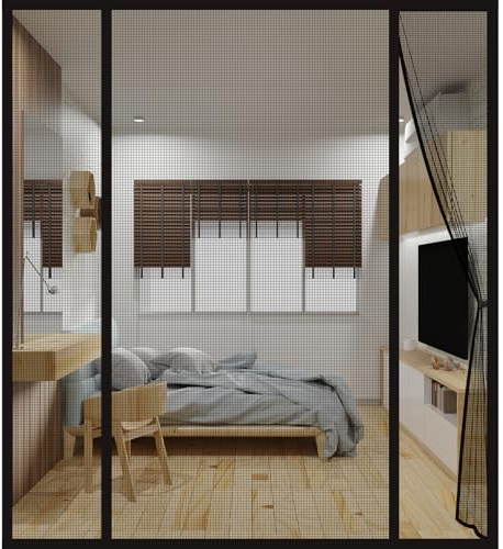 DTLLCZP Mosquitera, puerta de balcón 190 x 210 cm puerta doble, puerta con malla anti-insectos cierre magnético sin perforación, garras de gato seguras, imanes más fuertes, protección contra insectos