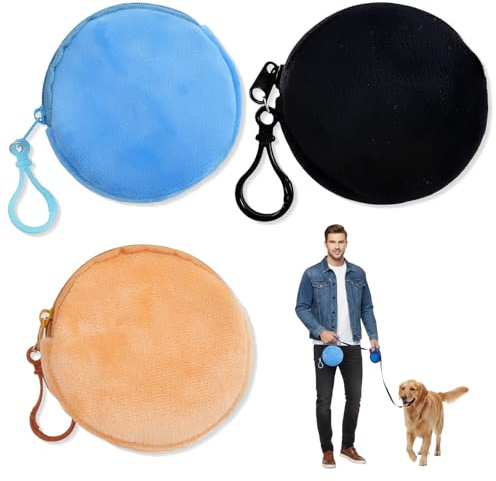 VEOIRXU 3 Pièces Sac à Friandises Pour Chiens Avec Mousqueton à Fermeture Éclair Adorable Sac de Nourriture Pour Dressage de ChiensSac à Collation Pour L'Entraînement et L'Éducation (3 Couleurs)
