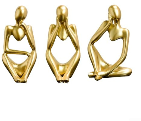 Feegow Figuras modernas de resina para decoración del hogar, esculturas abstractas de pensamiento izquierdo y derecho, estatua de lujo nórdica para sala de estar, estante de mesa, centro de mesa
