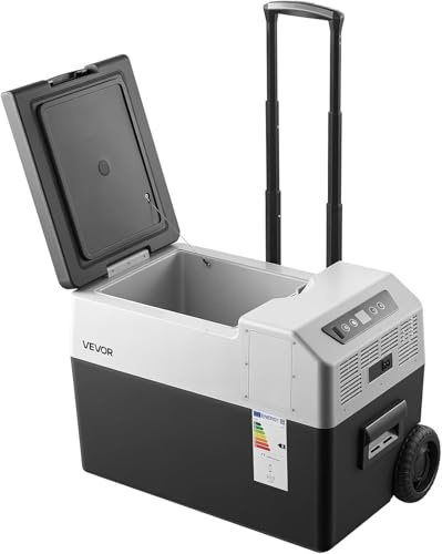 VEVOR Glacière Électrique Voiture et Maison, Réfrigérateur Portable 30 L 12 V/24 V CC et 100-240 V CA, pour Camping Voyage, Mini Frigo à Compression -22 à 10 °C, Contrôle APP avec Roues et Poignée