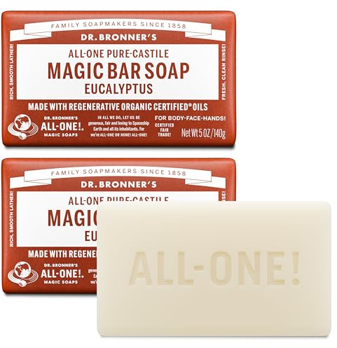 Dr. Bronner's Pure-Castile Bar Soap - Eucalyptus, 5oz. (2 Pack)