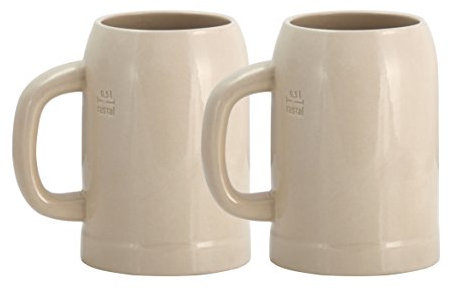 2er Set Grenzauer-Bierkrug Humpen 0,5 Liter mit Eichstrich Steinkrug