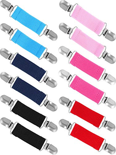 Zhanmai 6 Pairs Mitten Clips Elastic Stainless Steel Gloves Clips for Dress Pants Sweater Shawl Hat Dog Diapers Clip(18 cm, Multicolored)