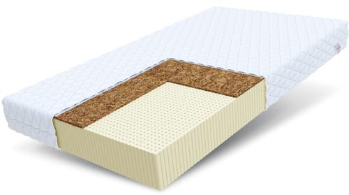 FDM Toro MAX Latexmatratze 80 x 200 cm Matratze Kokos Härtegrad H2/H3 (Mittelweich/Mittelhart) 20 cm Höhe Zweiseitig Bezug Abnehmbar Waschbar