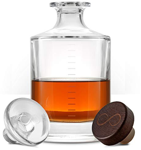 Whiskey Infinity Decanter - Cairn Craft Glass Whisky & Liquor Bottle and Stopper (1L capacity with 2oz markings)
