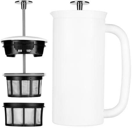ESPRO P7 French Press, 32oz, Matte White, Stainless Steel Coffee Maker