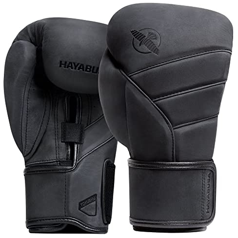 Hayabusa T3 LX Gants de Boxe en Cuir pour Homme et Femme pour l'entraînement avec Sac Lourd et Mitaines – Obsidan, 396,9 g