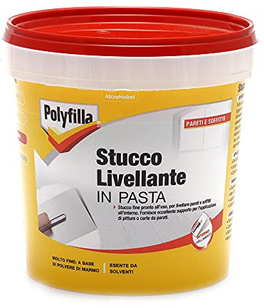 POLYFILLA STUCCO LIVELLANTE per Interno, soffitti e pareti intonaco, gesso e cartongesso, lavori di rifinitura e precisione, in PASTA, BIANCO 1.5 KG