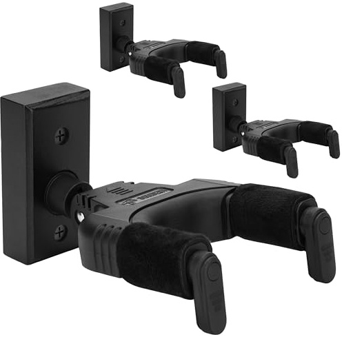 Sondery Soporte de pared para guitarra, 3 unidades, bloqueo automático y soporte de gancho ajustable para guitarra acústica y eléctrica, ukelele, bajo, banjo y mandolina, no para acabado nitro