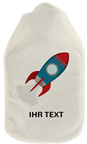 stempel-fabrik – Wärmflasche mit personalisierbarem Bezug – kuscheliger Wärmflaschenbezug mit Wunschtext wie Namen individuell gestalten – Geschenkidee für Kinder & Erwachsene (800 ml | Rakete)