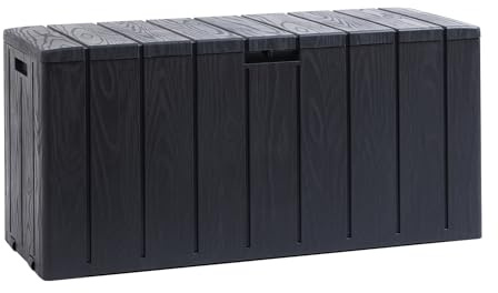 Toomax Baule Multibox Bravo 270L, finitura effetto legno antracite in plastica resistente 117,5x45x56h cm, montaggio semplice, baule portattrezzi ideale per interni ed esterni