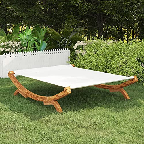 Yolola loungebett Outdoor hängeliege schwebeliege Outdoor-Doppelliege Sonnenliege Gartenliege für Zwei Personen Bugholz Massiv -kein Dach-165 x 188.5 x 46 cm
