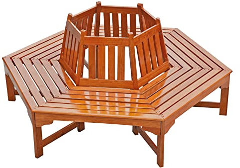 Gravidus Baumbank Ontario 6-eckig Eukalyptus Baum Bänke Draußen Garten Park Natur Garten Terrasse Balkon