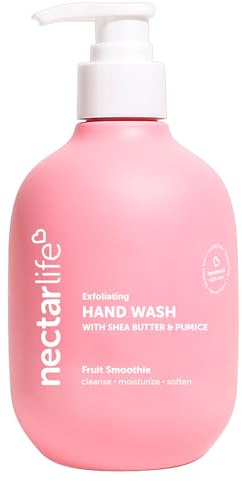 Nectar Life Exfoliating & Moisturizing Hand Wash, Volcanic Pumice for Hand Scrub, Shea Butter Softens Hands, Clean Vegan Ingredients, Fruit Smoothie Scent