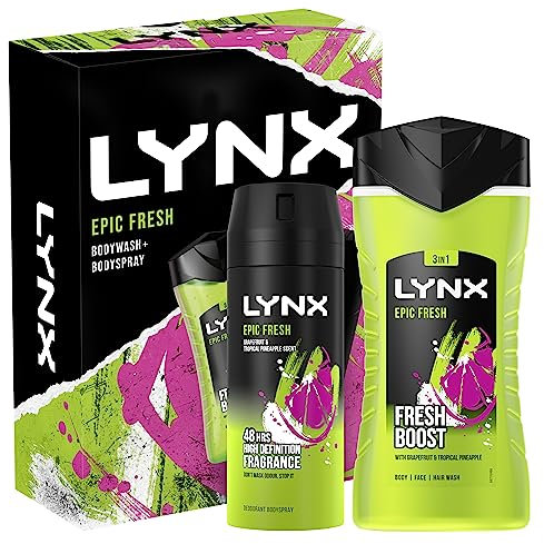 LYNX Epic Fresh Duo Body Spray Gift Set Body Wash & Deodorant perfect for his daily routine 2 piece