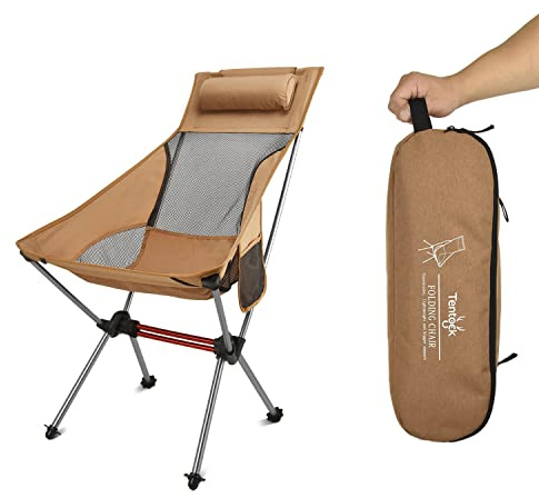 Tentock Ultralätt campingstol kompakt fiskestol upp till 150 kg, utomhusryggsäcksstol med bärväska för fiske, picknick, vandring, strand trädgård