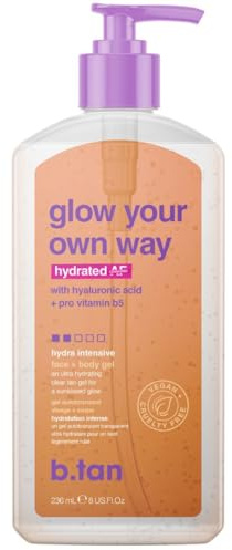 b.tan Clear Self Tanning Gel | Glow Your Own Way Hydrating - Best Transfer-Resistant, Express, Dark Fake Tan Lotion, Face & Body, Use Daily for Gradual Bronzing, Ultra Moisturiser, 437ml