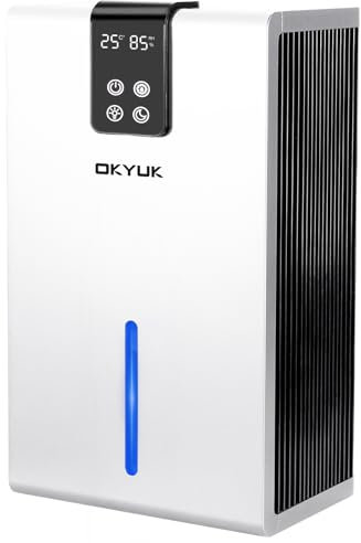 Deumidificatore elettrico 2700 ml, deumidificatore per casa con spegnimento automatico, luce LED a 7 colori, ideale per camper, bagno, camera da letto, cantina (bianco)