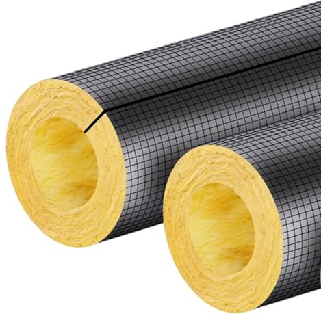 Tubo de Aislamiento de Tubería de Lana de Roca, Aislamiento de Tubos de Calefacción de 1 M con Lámina de Aluminio Autoadhesiva para Tuberías de Agua y Aire Acondicionado(89x50mm)
