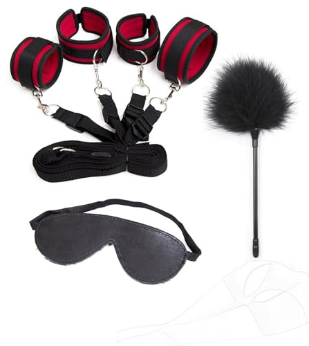 CYGzeon Ensemble De Bondage BDSM Avec Menottes, Bandeaux For Les Yeux, Chatouilleurs De Plumes, Contraintes SM, Jouets Sexuels, Lits Érotiques, Ensemble De Lits Fétichistes