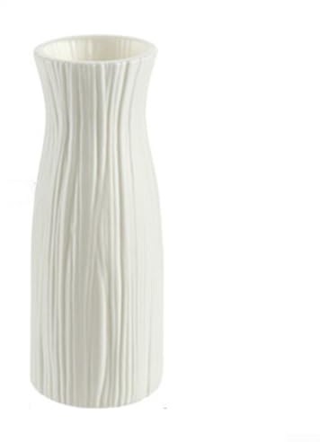 SiSinkal Florero de plástico para el hogar, oficina, decoración de boda, jarrón blanco irrompible, 24 cm de alto con apertura de 8,5 cm, interior hueco para flores secas o de seda (blanco)