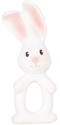 Tikiri 8571142 Naturkautschuk Beißring Havah, Hase, Babyspielzeug in Geschenkbox, für Babys und Kinder ab 0+ Monaten, 11cm Weiß