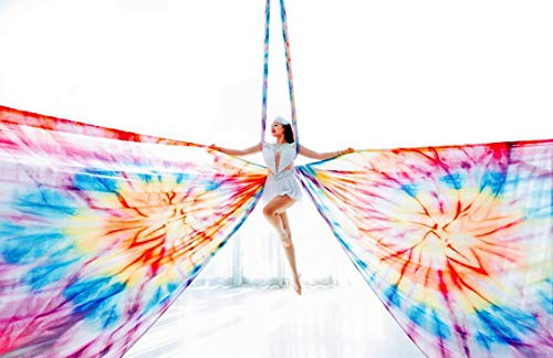 F.Life Aerial Silks 13 Yards Yoga Hammock Kit For Home Acrobatics -Rigging Hardware Include Carabiners,Rescue 8,Swivel, Height Adjustment Strap, Portable Storage (Mandala)