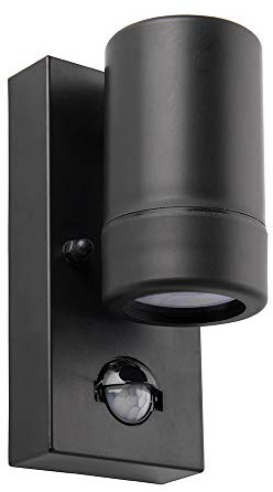 National Lighting Icarus PIR Outdoor Lights - Security Lights with Motion Sensor - GU10 LED Spotlight Black Outdoor Wall Downlights - IP44 Weatherproof Wall Lights