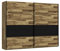 FORTE JAKOBINA Schrank 270, Kleiderschrank, Schwebetürenschrank groß Industrial Schlafzimmer 2-türig, Dunkel Holzdekor: Stabeiche / Schwarz Eiche, 270 cm breit x 210.5 cm hoch x 61 cm tief