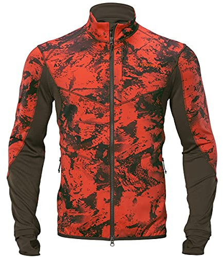 Härkila Wildboar Pro Camo Fleece Jacket - Chaqueta de caza de forro polar para caza de camuflaje – Chaqueta de advertencia para cazadores Wildboar naranja/marrón sombra, talla: XXL, naranja, XXL