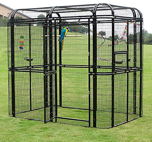 wonline Parrot Cages for Large Birds Outdoor Extra Large Bird Cage with Bird Cage and Perch, Suitable for Macaws Canaries Parrots Budgie Lovebirds (Black)