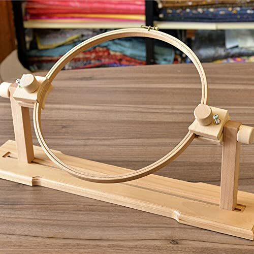SHZICMY Soporte de bordado de madera ajustable, soporte de punto de cruz con anillo de bordado, soporte de suelo, giratorio para estudio, manualidades bricolaje costura