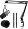 For Shure MV7 Boom Arm - Upgraded Mic Arm with Reduce Wind Noises Mic Foam Cover, Mic Stand with Cable Management, 3/8 to 5/8 Adapter Compatible with Most Microphone