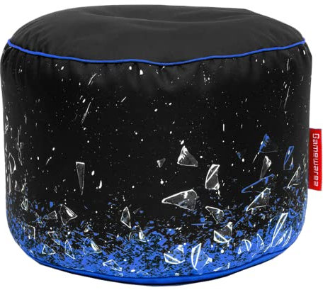 Gamewarez Arctic X-Ray Station Hocker – Gaming-Hocker, Sitzhocker, Fußhocker zum Zocken, mit Seitentasche, robust und reißfest, Made in Germany, blau