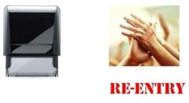 Re-Entry Hand Stamp - Suitable for Festivals, Parties, Pubs, Special Events - Exhibitions self Inking Red Stamp 28 x 6mm