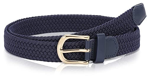 WHIPPY Stoffgürtel Stretchgürtel Elastik Flechtgürtel Geflochtener Elastischer Dehnbarer Gürtel für Damen Herren mit Goldschnalle Breite 2.5cm,blau+100cm