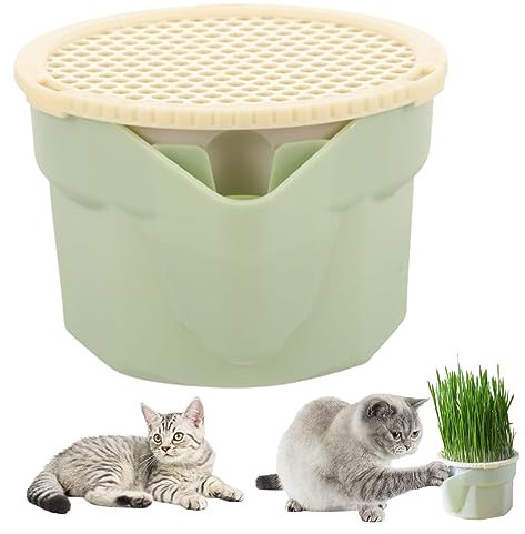 Obelunrp Katzengras-Pflanzgefäß, 8,9 x 6,3 cm großer Katzengras-Pflanzbecher, bodenfreies, wiederverwendbares Weizengras-Anbauset für Zimmerkatzen