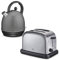 KHG Retro Frühstücksset | Toaster 2 Scheiben mit Brötchenaufsatz, 7 Bräunungsstufen 850W | Wasserkocher 1,7 Liter mit Abschaltautomatik 2200W | 2-teilig Anthrazit