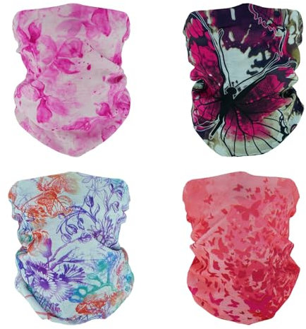 SMEHCF 4 Multipurpose Bandanas for Women Men Headband Balaclava Hair Head Scarf Face Half Airsoft Paintball Mask Neck Gaiters Breathable Reusable Washable Butterfly
