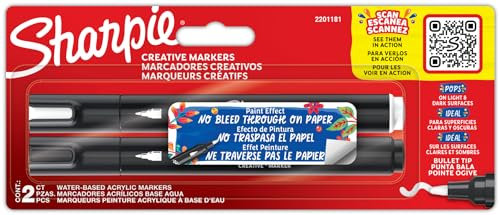 Sharpie Creative Markers, Water-Based Acrylic Markers, Bullet Tip, Assorted Colors, 2 Pieces