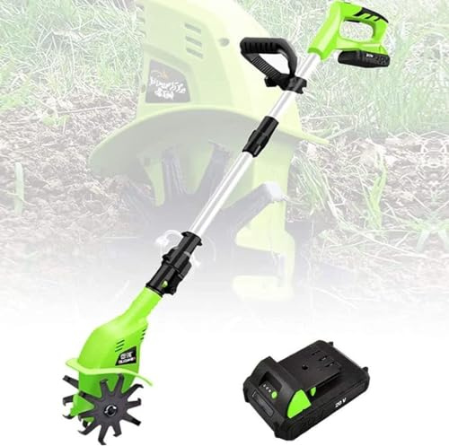 ELzEy Zappatrice Elettrica 20V Coltivatore elettrico a batteria for terreno, macchina for la coltivazione di attrezzi da giardinaggio for assegnazione, prato, giardino per la rifornitura di erba o ter