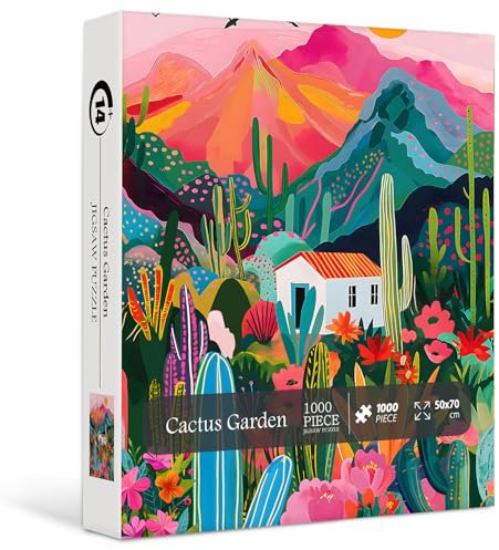 Cactus Puzzle for Adults - 1000 Piece Desert Plant & Mountain Landscape Nature Succulent Jigsaw Puzzle